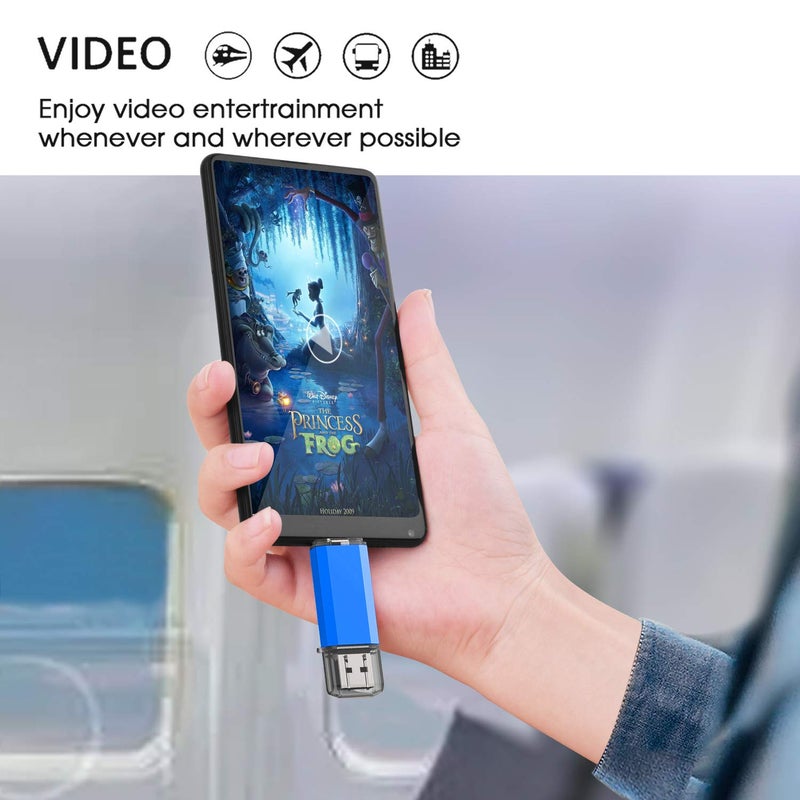 Kalsan 128GB USB-C Flash Drive - High Speed 128GB Thumb Drive for Type C Smartphones, Tablets, PC & MacBook - Blue - Image 2